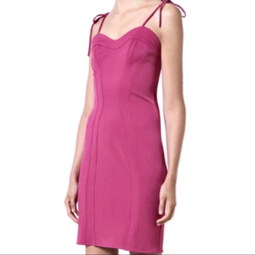 ZAC ZAC POSEN PINK SWEETHEART NECK MINI DRESS
